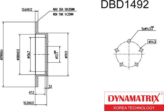 Dynamatrix DBD1492 - Bremžu diski autodraugiem.lv