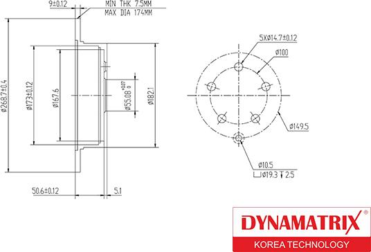 Dynamatrix DBD1485 - Bremžu diski autodraugiem.lv