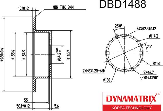 Dynamatrix DBD1488 - Bremžu diski autodraugiem.lv