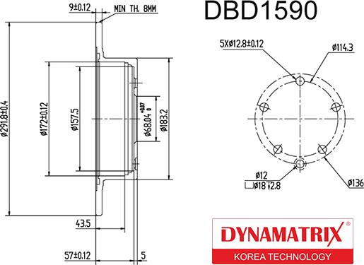 Dynamatrix DBD1590 - Bremžu diski autodraugiem.lv