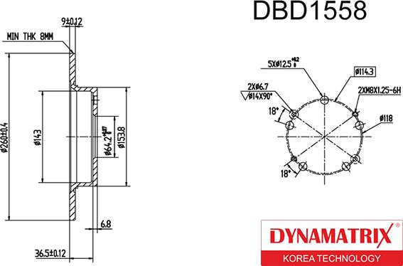 Dynamatrix DBD1558 - Bremžu diski autodraugiem.lv