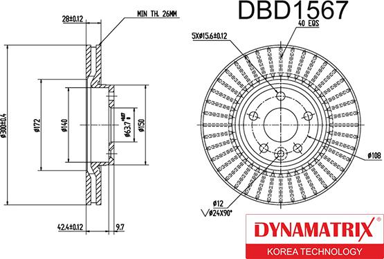 Dynamatrix DBD1567 - Bremžu diski autodraugiem.lv