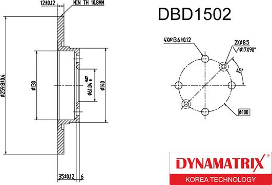 Dynamatrix DBD1502 - Bremžu diski autodraugiem.lv