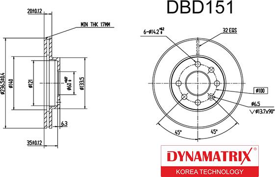 Dynamatrix DBD151 - Bremžu diski autodraugiem.lv