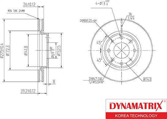 Dynamatrix DBD1528 - Bremžu diski autodraugiem.lv