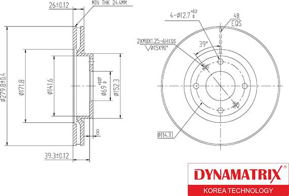 Dynamatrix DBD1522 - Bremžu diski autodraugiem.lv