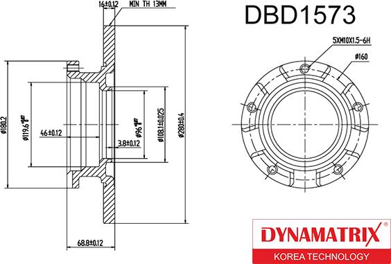 Dynamatrix DBD1573 - Bremžu diski autodraugiem.lv