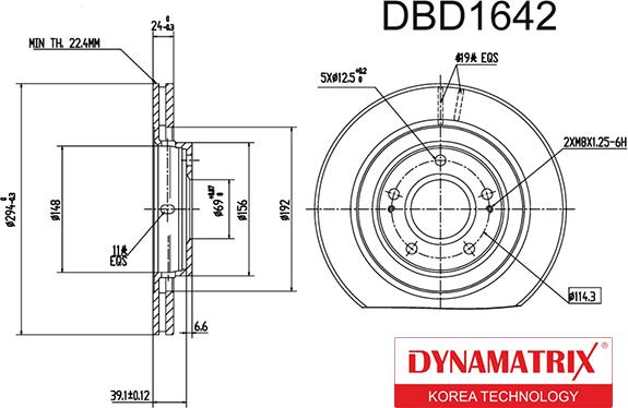 Dynamatrix DBD1642 - Bremžu diski autodraugiem.lv