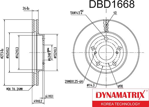 Dynamatrix DBD1668 - Bremžu diski autodraugiem.lv
