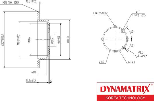 Dynamatrix DBD1606 - Bremžu diski autodraugiem.lv