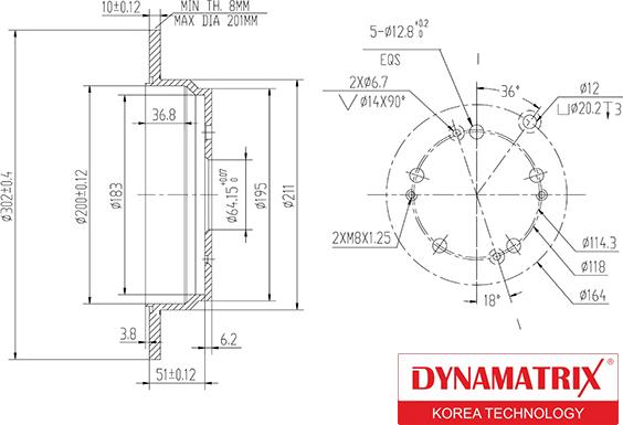 Dynamatrix DBD1608 - Bremžu diski autodraugiem.lv