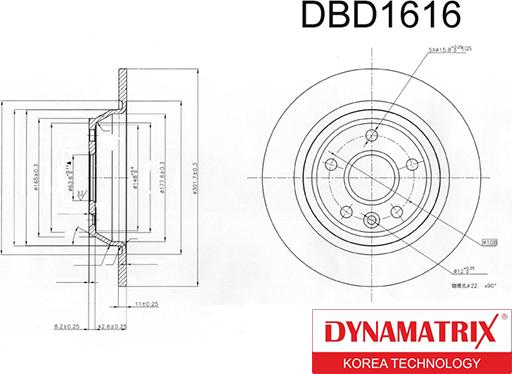 Dynamatrix DBD1616 - Bremžu diski autodraugiem.lv