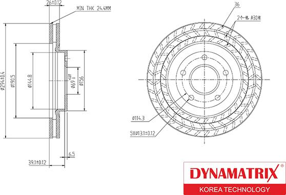 Dynamatrix DBD1624 - Bremžu diski autodraugiem.lv