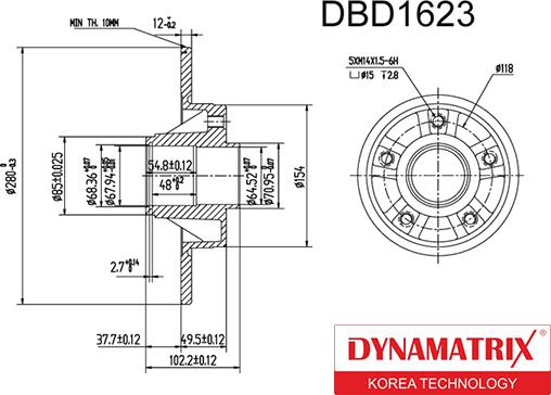 Dynamatrix DBD1623 - Bremžu diski autodraugiem.lv