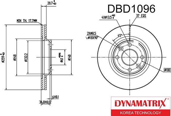 Dynamatrix DBD1096 - Bremžu diski autodraugiem.lv
