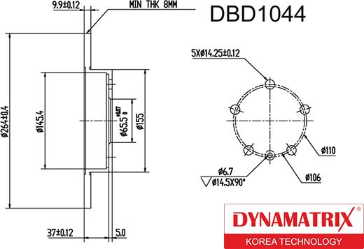 Dynamatrix DBD1044 - Bremžu diski autodraugiem.lv