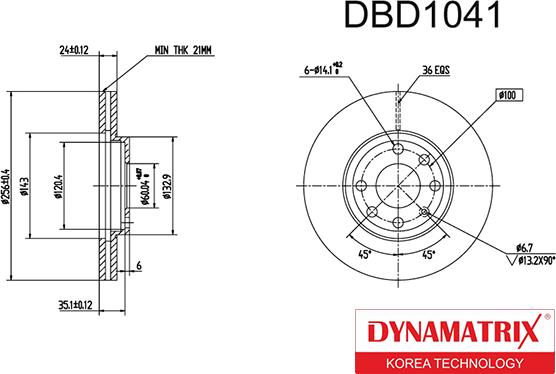 Dynamatrix DBD1041 - Bremžu diski autodraugiem.lv