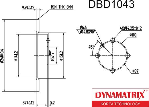 Dynamatrix DBD1043 - Bremžu diski autodraugiem.lv