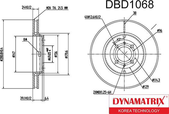 Dynamatrix DBD1068 - Bremžu diski autodraugiem.lv