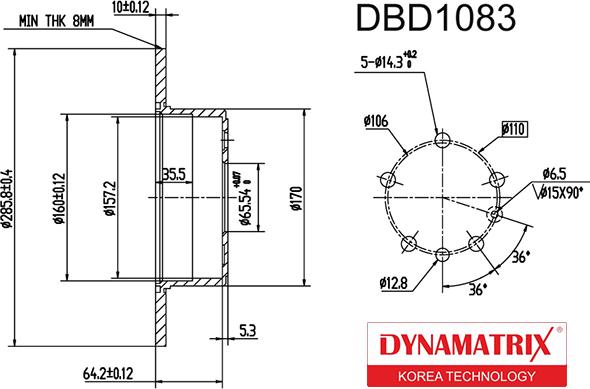 Dynamatrix DBD1083 - Bremžu diski autodraugiem.lv