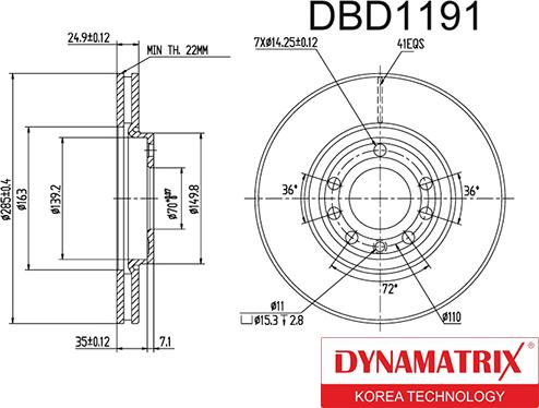 Dynamatrix DBD1191 - Bremžu diski autodraugiem.lv