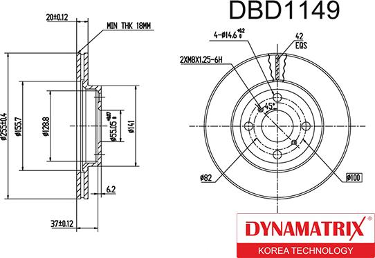 Dynamatrix DBD1149 - Bremžu diski autodraugiem.lv