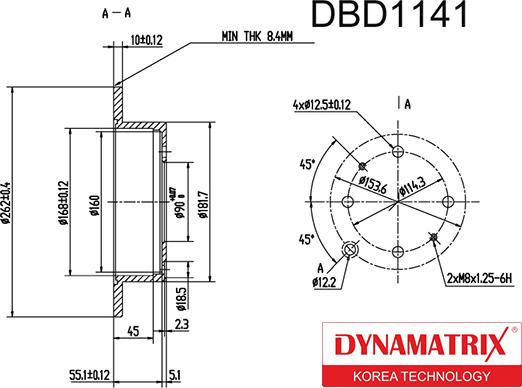 Dynamatrix DBD1141 - Bremžu diski autodraugiem.lv