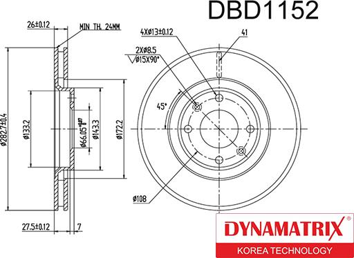 Dynamatrix DBD1152 - Bremžu diski autodraugiem.lv