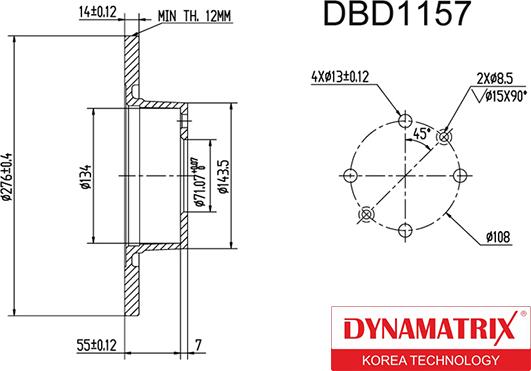 Dynamatrix DBD1157 - Bremžu diski autodraugiem.lv