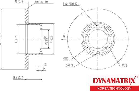 Dynamatrix DBD116A - Bremžu diski autodraugiem.lv