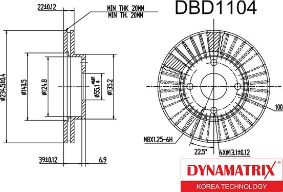 Dynamatrix DBD1104 - Bremžu diski autodraugiem.lv
