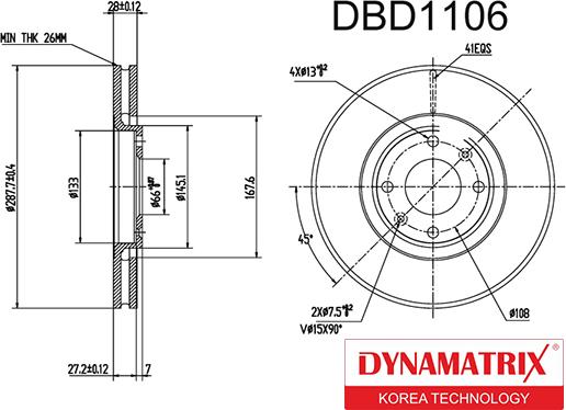 Dynamatrix DBD1106 - Bremžu diski autodraugiem.lv