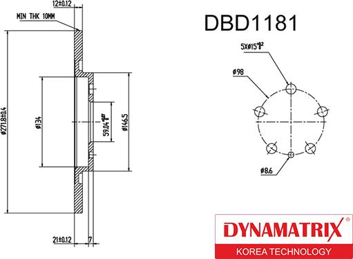 Dynamatrix DBD1181 - Bremžu diski autodraugiem.lv