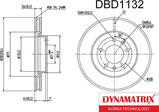 Dynamatrix DBD1132 - Bremžu diski autodraugiem.lv