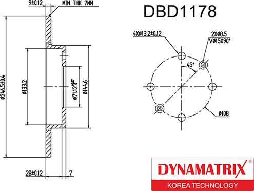Dynamatrix DBD1178 - Bremžu diski autodraugiem.lv
