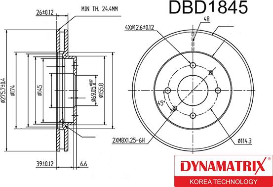 Dynamatrix DBD1845 - Bremžu diski autodraugiem.lv