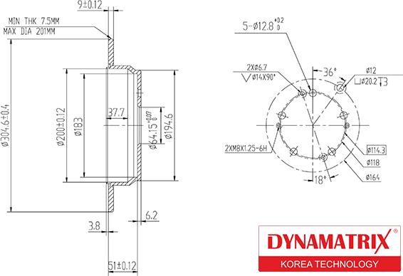 Dynamatrix DBD1860 - Bremžu diski autodraugiem.lv