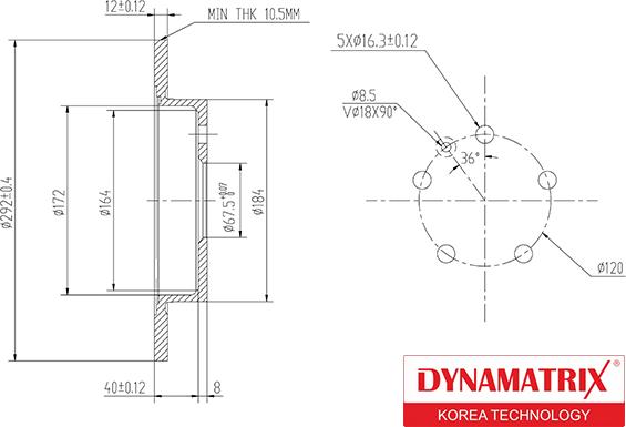 Dynamatrix DBD1804C - Bremžu diski autodraugiem.lv