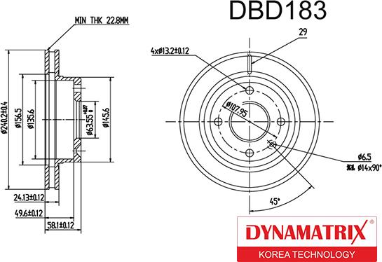 Dynamatrix DBD183 - Bremžu diski autodraugiem.lv