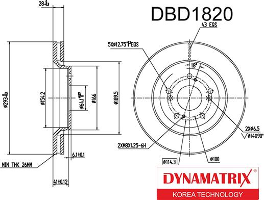 Dynamatrix DBD1820 - Bremžu diski autodraugiem.lv