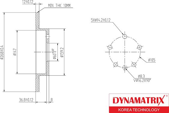 Dynamatrix DBD1872 - Bremžu diski autodraugiem.lv