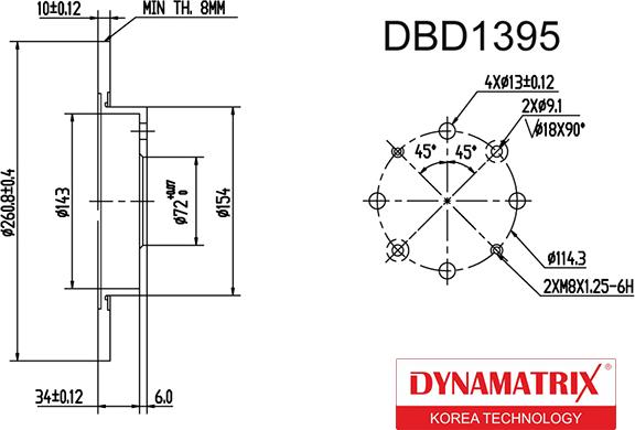 Dynamatrix DBD1395 - Bremžu diski autodraugiem.lv