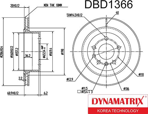 Dynamatrix DBD1366 - Bremžu diski autodraugiem.lv