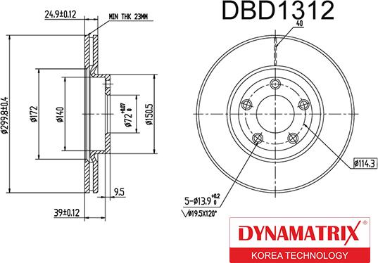 Dynamatrix DBD1312 - Bremžu diski autodraugiem.lv