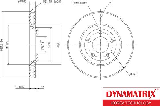 Dynamatrix DBD1372 - Bremžu diski autodraugiem.lv