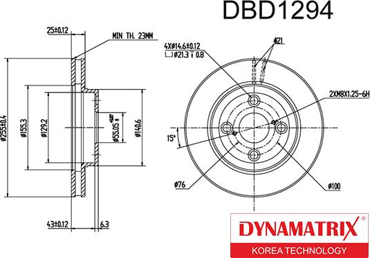 Dynamatrix DBD1294 - Bremžu diski autodraugiem.lv