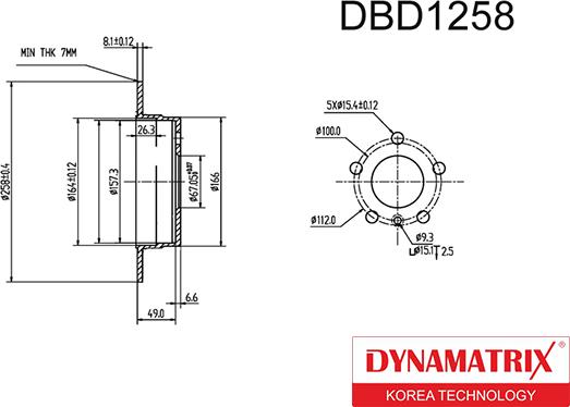 Dynamatrix DBD1258 - Bremžu diski autodraugiem.lv