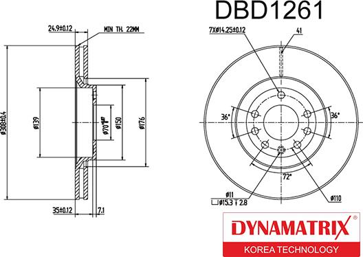 Dynamatrix DBD1261 - Bremžu diski autodraugiem.lv