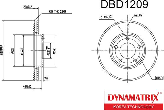 Dynamatrix DBD1209 - Bremžu diski autodraugiem.lv