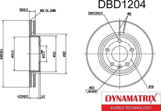 Dynamatrix DBD1204 - Bremžu diski autodraugiem.lv